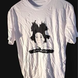 White jean michel basquiat graphic tee
